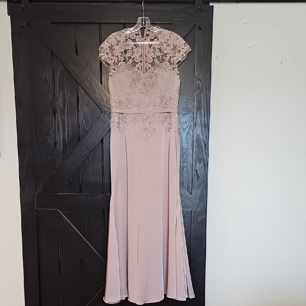 Elegant Lace Evening Gown in Pink